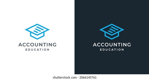 bachelor hat bar investment financial logo design with line style
