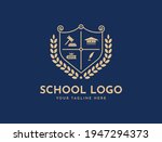 Bachelor hat, leaf, book, or crown icons. Vector golden wreath Logo Template. Beautiful badge design for high school education graduates in maritime science, law, study, university, or business.