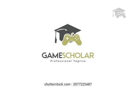 Bachelor hat logo design combined with game console. vector