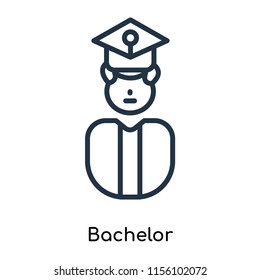 Bachelor icon vector isolated on white background, Bachelor transparent sign , thin symbols or lined elements in outline style