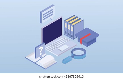 Bachelor of Information Technology.on blue background.3D design.isometric vector design Illustration.