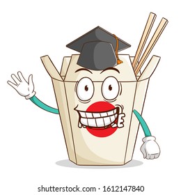 Bachelor of instant cup noodle cartoon character with funny smile face