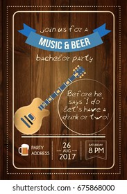 Bachelor Music and Beer Party Invitation Card