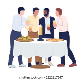 Bachelor night semi flat color vector characters. Editable figures. Full body people on white. Festive celebration simple cartoon style illustration for web graphic design and animation