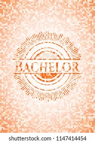 Bachelor orange mosaic emblem with background