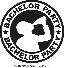 Bachelor party badge with drinking man