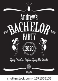 Bachelor Party Logo Graphic with Whiskey Bottle Theme Personalized for Andrew