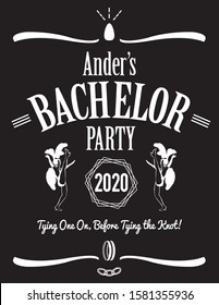 Bachelor Party Logo Graphic with Whiskey Bottle Label Theme Personalized for first name "Anders."