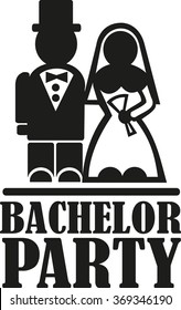 Bachelor party with wedding couple