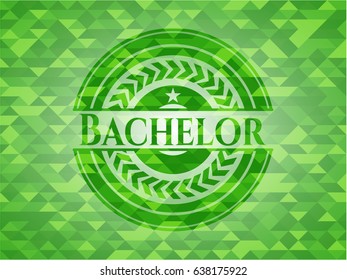 Bachelor realistic green mosaic emblem