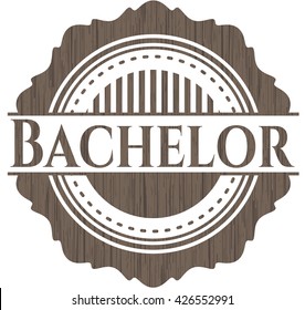 Bachelor retro style wood emblem