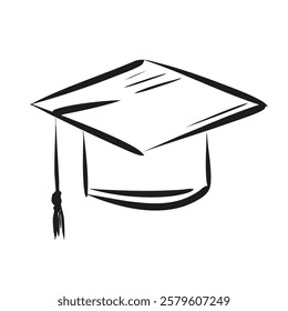 Bachelor student graduation doodle hat. Sketch freehand simple style illustration isolated on white background for invitations. 