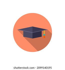 Bachelor vector icon symbol education, flat design, long shadow