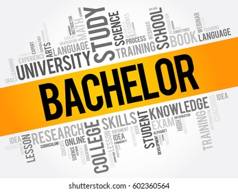 Bachelor word cloud collage, education concept background