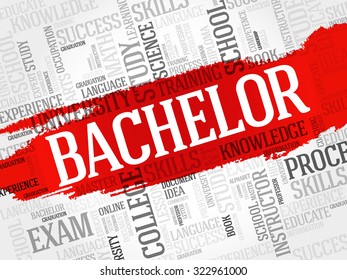 Bachelor word cloud, education concept