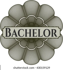 Bachelor written inside abstract linear rosette