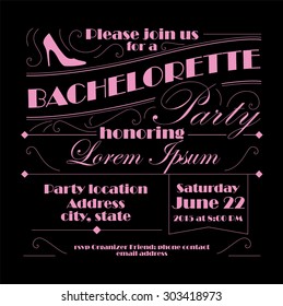 Bachelorette invitation card design with creative space for all needed information