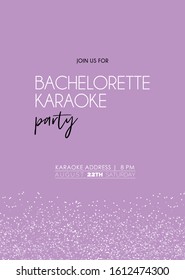 Bachelorette karaoke party calligraphy invitation card. Vector lettering design