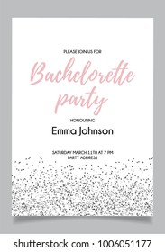 Bachelorette party, bridal shower calligraphy invitation card with white background.