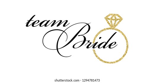 Bachelorette party calligraphy invitation card, banner or poster graphic design lettering vector element. Hand written hen party card decoration element. Team Bride quote. 