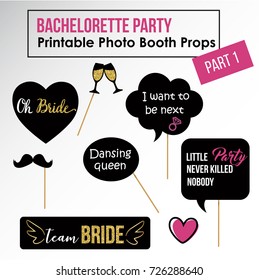 Bachelorette party, hen party, bridal shower printable photo booth props