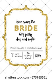 Bachelorette Party Invitation Card with white pattern background