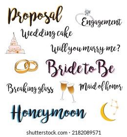 Bachelorette  Party Vector Icons On White Background