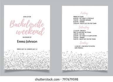 Bachelorette weekend calligraphy  invitation card. Vector lettering design with white background. 