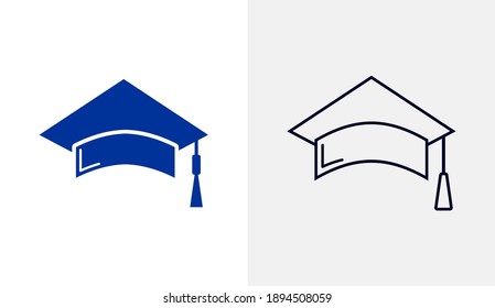 Plantilla vectorial del logotipo del icono del sombrero del bachiller, Conceptos del icono de la educación, Diseño creativo