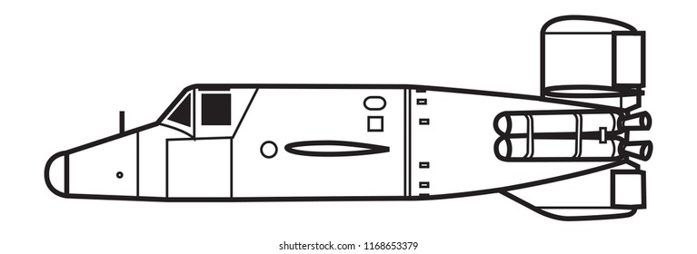 Bachem Ba.349 NATTER. Outline vector drawing