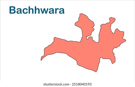 Mapa da subdivisão de Bachhwara, Distrito de Begusarai, Estado de Bihar, República da Índia, Governo de Bihar, Território indiano, Índia Oriental, política, aldeia, turismo