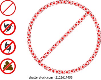 Bacilla collage prohibited icon, and more icons. Prohibited collage for isolation images. Vector collage is made from random contagious icons.