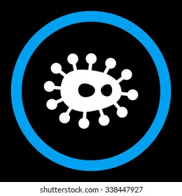 Bacilla vector icon. Style is bicolor flat rounded symbol, blue and white colors, rounded angles, black background.