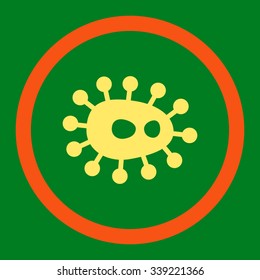 Bacilla vector icon. Style is bicolor flat rounded symbol, orange and yellow colors, rounded angles, green background.