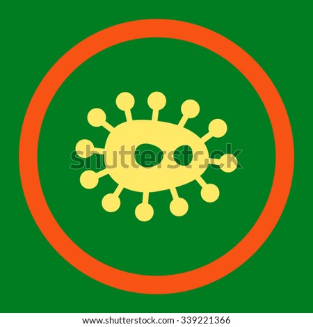 Bacilla vector icon. Style is bicolor flat rounded symbol, orange and yellow colors, rounded angles, green background.