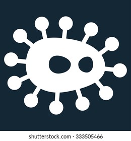 Bacilla vector icon. Style is flat symbol, white color, rounded angles, dark blue background.