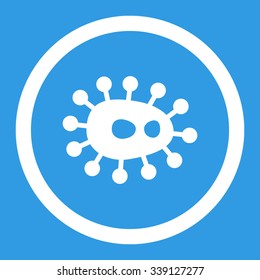 Bacilla vector icon. Style is flat rounded symbol, white color, rounded angles, blue background.