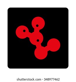 Bacilli Colony vector icon. Style is flat rounded square button, intensive red and black colors, white background.