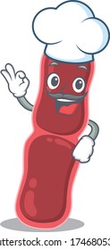 Bacillus bacteria chef cartoon design style wearing white hat