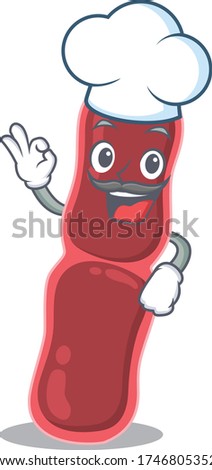 Bacillus bacteria chef cartoon design style wearing white hat