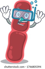 Bacillus bacteria mascot design concept wearing diving glasses