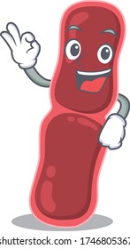 Bacillus bakteria mascot Design Stil mit einem Okay Gesten Finger