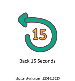 Ilustración de diseño de iconos de esquema rellenado en 15 segundos. Símbolo de control de medios sobre archivo EPS 10 de fondo blanco