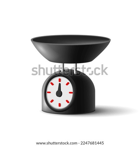 Back 3d kitchen scales for products. On a white background, for use in promotional materials. Vector illustration