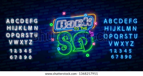 Back to the 80s\
neon sign vector. 80 s Retro style Design template neon sign, light\
banner, neon signboard, nightly bright advertising, light\
inscription. Vector\
illustration