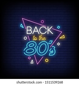 Back to 80's Neon signs style text vector