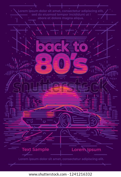 Back To 80s Neon Style Postercardflyer Template Neon Illustration