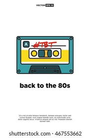 Back To The 80s (Throwback Thursday Written On A Line Art Cassette Tape Vector Illustration In Flat Style Design)