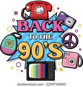 Back to the 90s banner template illustration