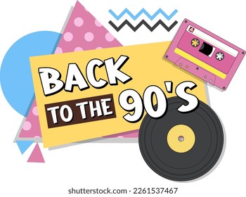 Back to the 90s banner template illustration